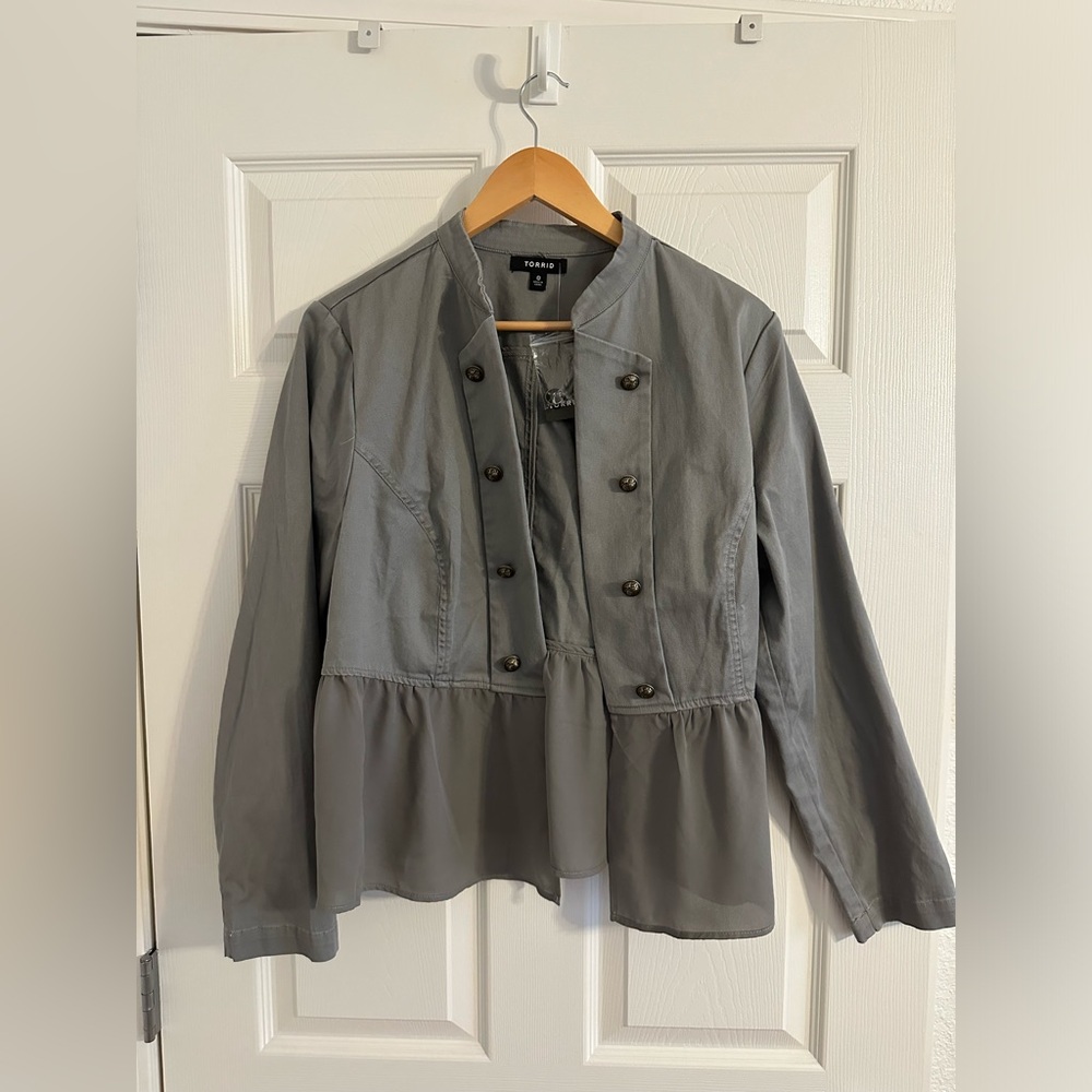 NWT Torrid Fab Mix Military Peplum Jacket